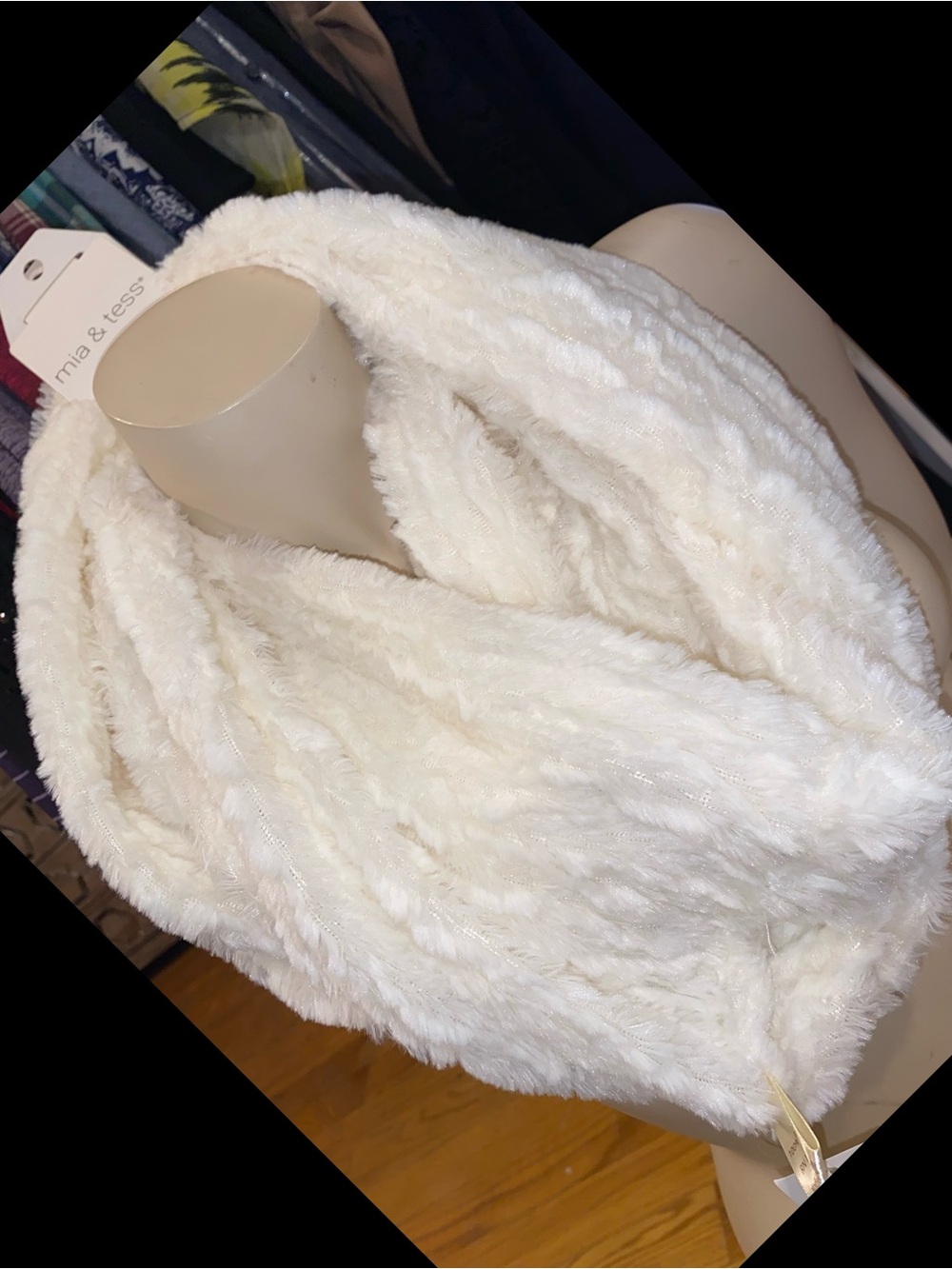 Mia & Tess Cozy Faux Fur Infinity Scarf in White